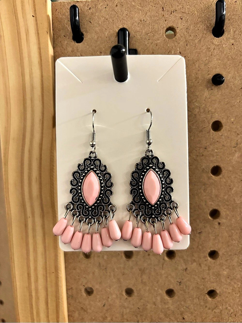 Pink & Black Dangle Earrings Like New